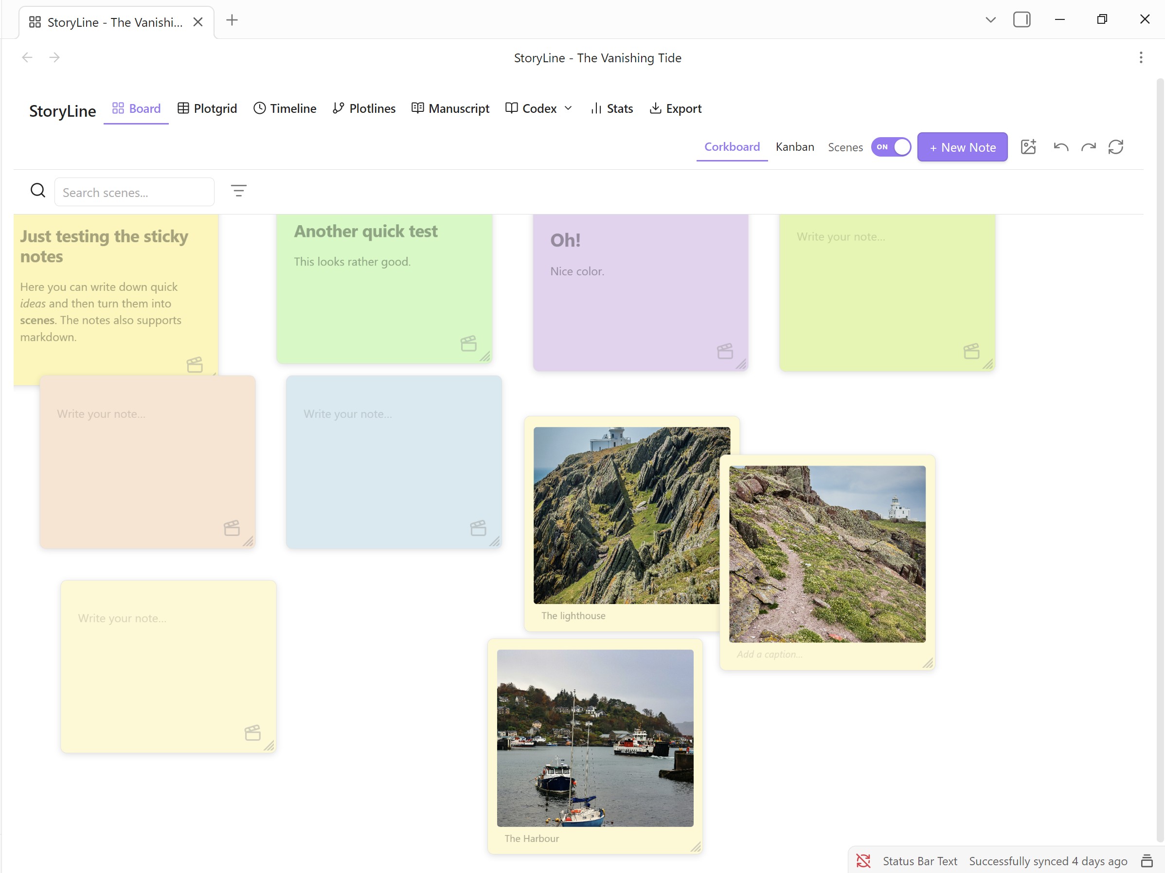 Corkboard — Freeform brainstorming canvas with sticky notes